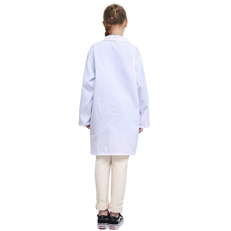 Marosoniy Natural Uniforms White Lab Coat for Kids - Children's Coat for Halloween Christmas Cosplay Scientist Doctor Toddler Role Play Costume Long Sleeve Poly Cotton Soft Medical Coat (L/8-11Y) - Image 2